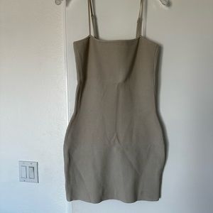 Aritzia Babaton Ribbed Tan Sleeveless Mini Dress